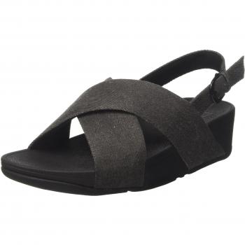 Fitflop Sandali Donna Lulu Cross Back-Strap, Cuoio, Nero (Shimmer-Denim), 40 EU