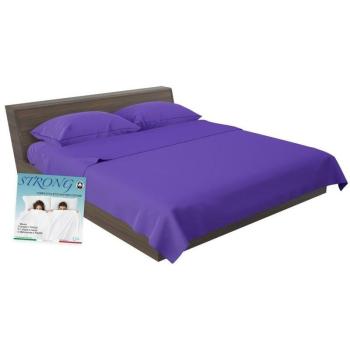 Lenzuolo Strong Completo – Viola Unica, Cotone 100% Italian, Una Piazza