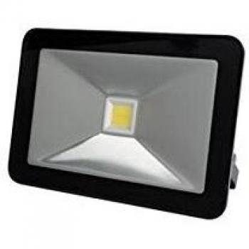 Foco LED 10 W, 1000 LM, 4000 °K, blanco cálido, uso interior y exterior, soporte ajustable, aluminio negro
