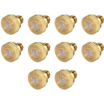 UXCELL Brass Misting Nozzle Kit – 10 Pcs, 10/24 UNC, 0.1–0.8 mm Orifice Dia
