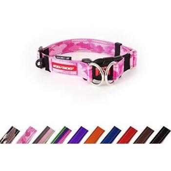 EzyDog Hundehalsband Nylon - Double Up - Hunde Halsband Stoff für Kleine, Mittelgroße und Große Hunde, Reflektierend, Gepolstert, Verstellbar (L, Rosa Camo)