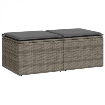 VidaXL 2 Piece Garden Sofa Set with Cushions Grey Poly Rattan Acacia