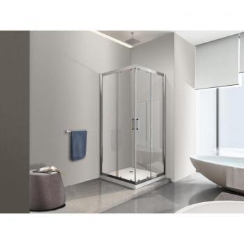 Nala Cabina de Ducha Cuadrada 80×80 cm con Perfil Cromado y Ángulo 6 mm, Modelo Reversible