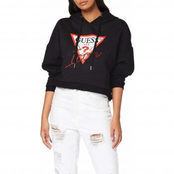 Sudadera con Capucha Guess Icon Fleece, Jet Black A996 Jblk, Talla Small