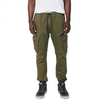 Koroshi Pantalón Largo Jogger Verde con Bolsillos y Goma en Cintura/Tobillo