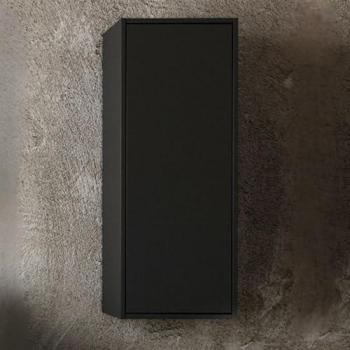Pensile Bagno 1 Anta 2 Ripiani Interni Nero Opaco Push 35x30.5x80