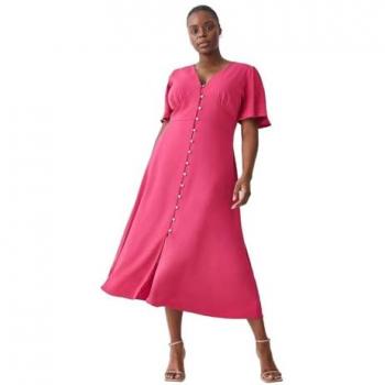 Oasis Curve Premium Crepe Midi Tea Dress Pink 18