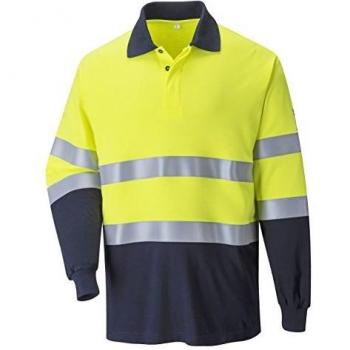 Modaflame Men's Flame Resistant Hi Vis 2-Tone Polo Shirt Yellow/Navy 3XL