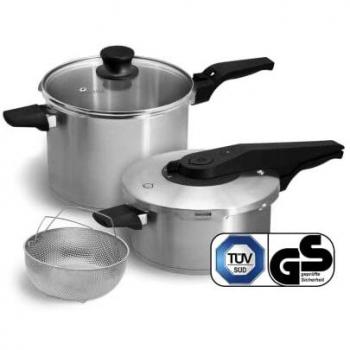Set di Pentole a Pressione 2x Inox con Coperchio Vetro