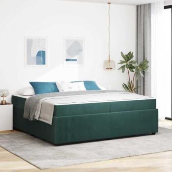 Lit Moderne en Velours Vert Foncé 200x200 cm