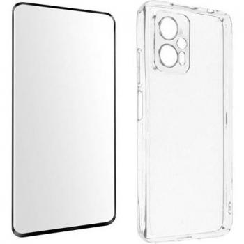 Protection douce et résistante pour Xiaomi Poco X4 GT : coque silicone + verre trempé 9H, couleur transparente, bord noir