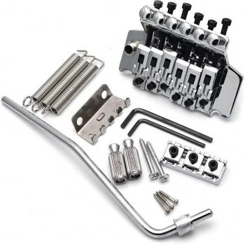Goldene 6‑Schnur-Tremolo-Systembrücke mit doppelter Verriegelung