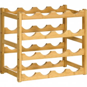 Borsa portabottiglie con manici in bamboo (2 bottiglie) neutro