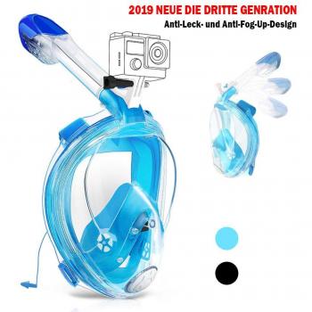 Karvipark Schnorchelmaske - Neueste Vollgesichtsmaske mit faltbarem Schnorchel, 180 Grad Sichtfeld, Anti-Beschlag-Eigenschaften, für Erwachsene und Kinder (Blau, Größe M)