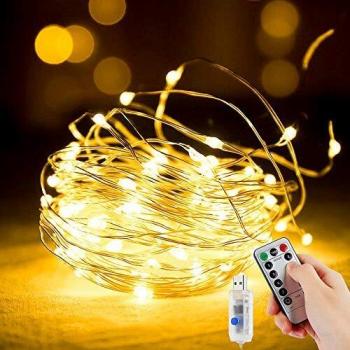 Catena di Luce LED 100LEDs in rame ricaricabile