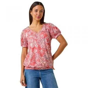 Roman Red Paisley Burnout Blouson
