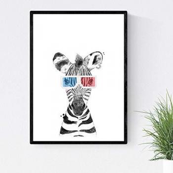 Póster Infantil Cebra en 3D