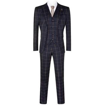 Marineblau Trübung 1920s Tweed‑Anzug – TruClothing 3‑teiliger Peaky Blinders Stil, Passform „Gatsby“, 40 Brust