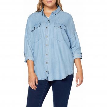ONLY Carmakoma Carkammie LS Oversize Shirt Blusa, Denim Azul Claro, Talla M