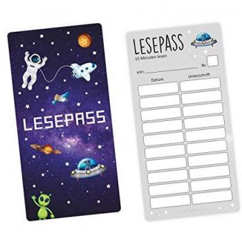 Nikima Lesepass Weltall Lesezeichen zum Lesen üben - 10-100 Stück