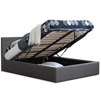 Grey Modernique Fabric Ottoman Bed with Headboard – Compact Double