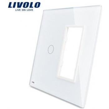 Livolo US Standard Luxury White Pearl Crystal Glass Switch, 1 Gang & 1 Frame