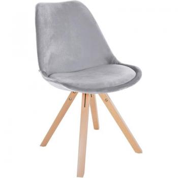 Silla de Comedor Moderna en Terciopelo Gris Claro