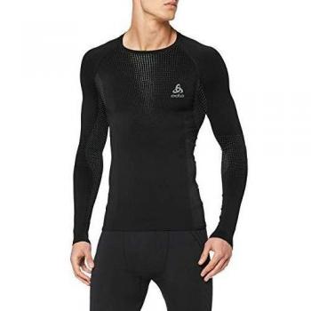 ODLO BL TOP CREW NECK L/S PERFORMANCE WARM - BLACK / ODLO CONCRETE GREY - S - Farbe: Black / Concrete Grey | Größe: S