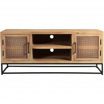 TPFLiving Designer Lowboard Winnipeg aus Mango mit Rattan-Front