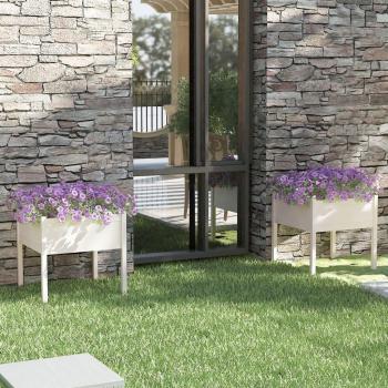 Set de Jardineras Madera Maciza de Pino Blanco 70x70x70 cm