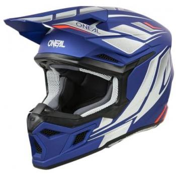 Oneal 3SRS Vertical Casco de motocross para niños - Blanco Rojo Azul (XL)
