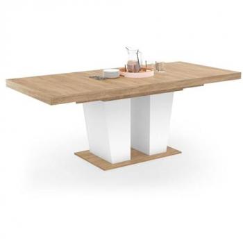 Tavolo da pranzo allungabile Eliad 6-10 posti legno bianco 160-200 cm