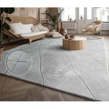 Paco Home - Tappeto Salotto Moderno Soggiorno Pelo Corto Boho Scandinavo 200x280 cm, Grigio