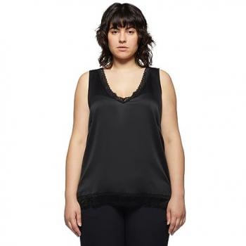 Fiorella Rubino - Camiseta de Mujer con Detalle de Encaje