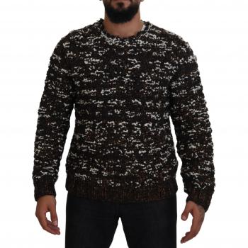 Dolce & Gabbana Round-neck Knitwear, male, Brown, Size: XS Bronze Knit Sweater