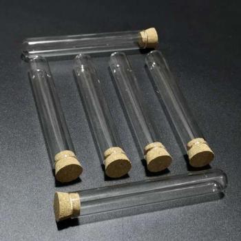 15x100mm Round Bottom Glass Test Tubes with Cork Stoppers (50pcs)