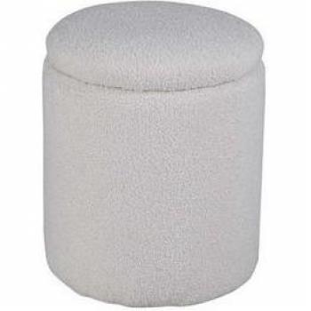 Pouf en tissu bouclé blanc – modèle Limpen