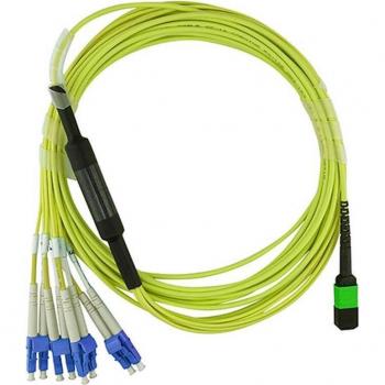 CBO Cavo di breakout in fibra ottica MPO/4xLC G.657.A1 monomodale 7,5 metri, Ricetrasmettitore, Giallo