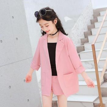 Blazer de Boda con Chaleco y Pantalones Cortos en Rosa y Gris