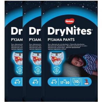 Huggies Saugfähige Nachtwindeln für Jungen, Größe 4-7, 3 x 10