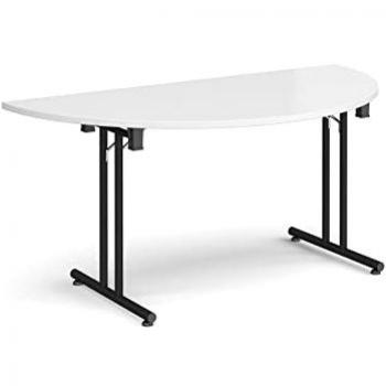 Dams Semi Circular Folding Leg Table with Black Legs and Straight Foot Rails 160