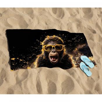 Splashart Monkey Face Beach Towel with Yellow Glasses