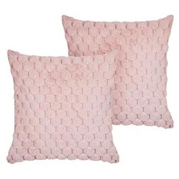 Set di cuscini geometrici rosa pastello in ecopelle - 43 x 43 cm