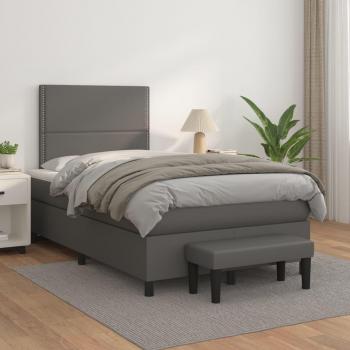 Cama box spring con colchón gris 120x200 cm de vidaxl en cuero sintético