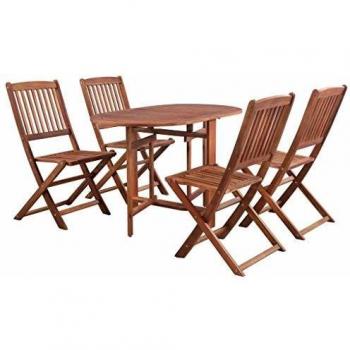 5 Piece Folding Outdoor Dining Set Solid Acacia Wood Vidaxl