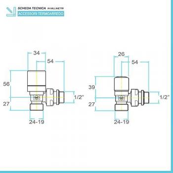 Inbagno Kit valvola termostatica e detentore in Acciaio con raccordi multistrato 16x2