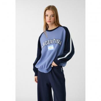 Felpa con bandiera oversize Azzurro L