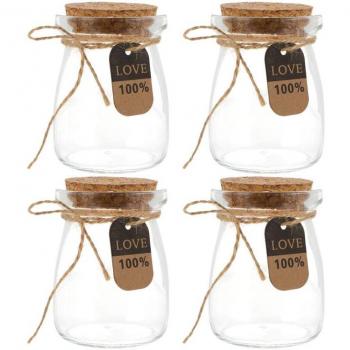 10pcs 100ML Heat Resistant Glass Milk Bottles with Wooden Lid