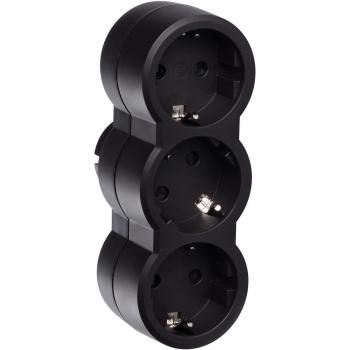 Enchufe Ladrón Triple Frontal Negro – Modelo Legrand 50512