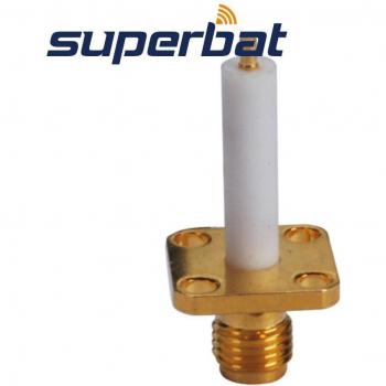 Superbat SMA 4-Loch Panelmontage Weiblich mit Langem Erweitertem Dielektrikum und Löt-RF Koaxialstecker